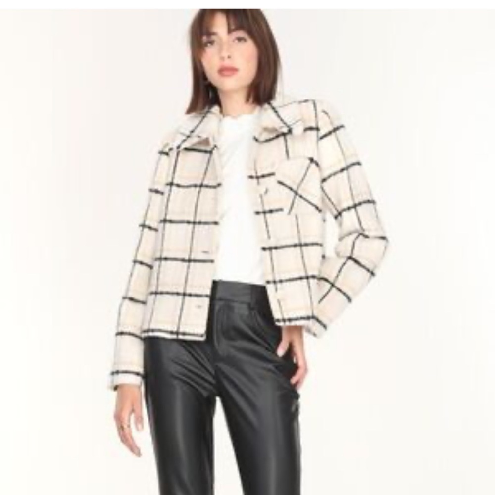 Greylin Beige and Black Plaid Blazer